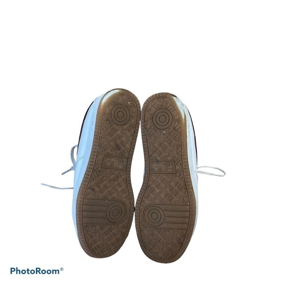 FILA Women’s White Retro Court Sneakers Size 9 Red Navy Stripe Leather Low Top - Picture 7 of 8